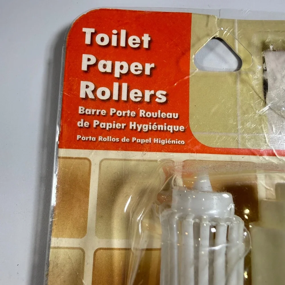 NEW Jacent Toilet Paper Rollers Universal White 2 Pack Spring Loaded Spindle Rod